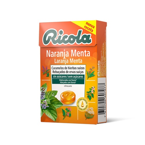 Ricola caramelos sin azucar (1 envase 50 g sabor naranja)